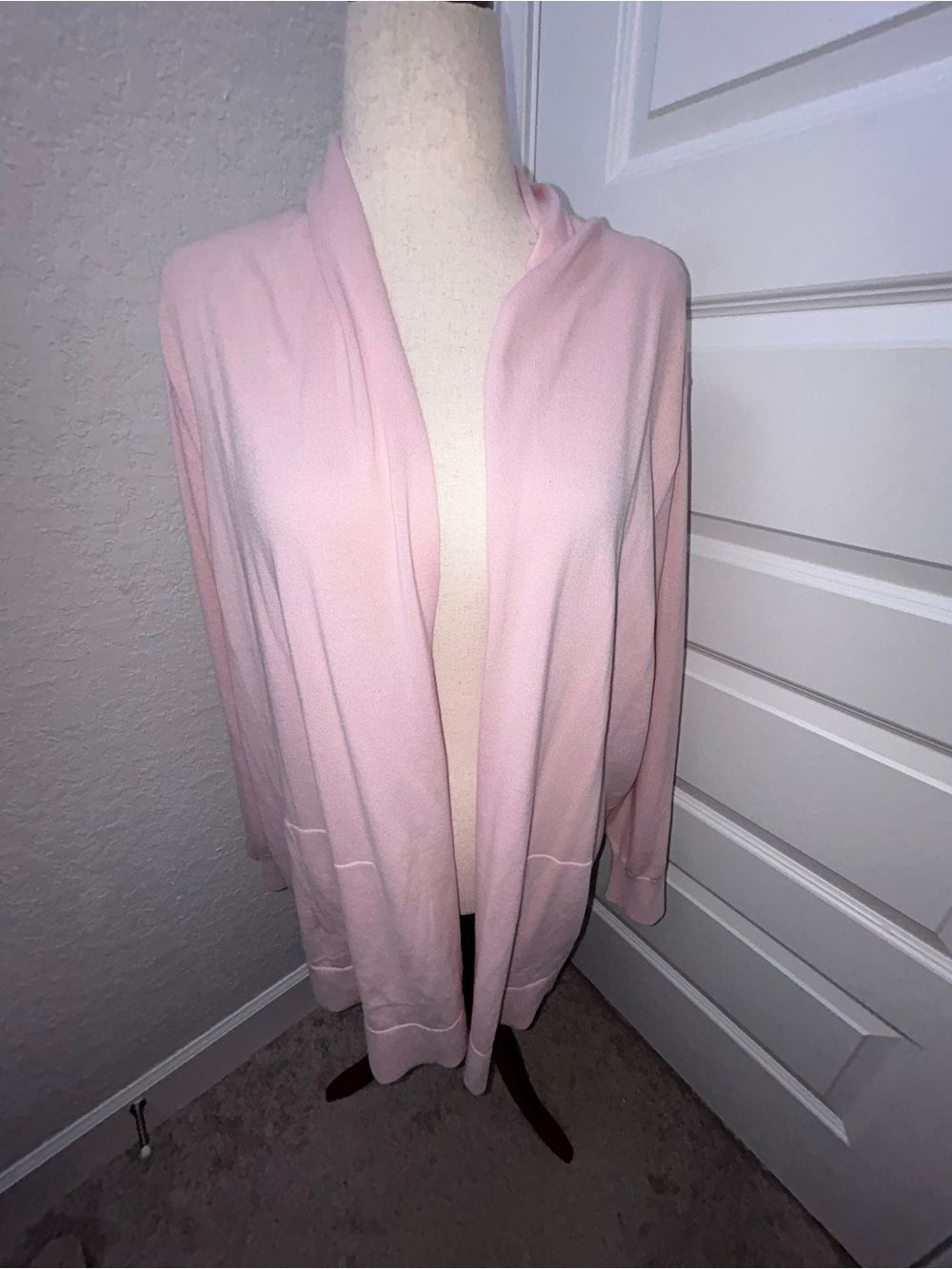 Lands’ End 100% Cotton Open Front Long Sleeve Cardigan Sweater Top